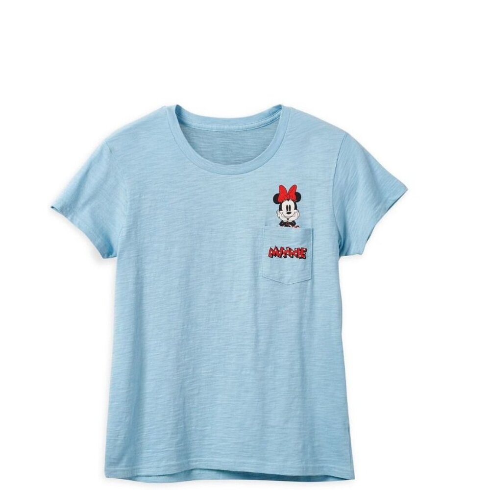 Disney Minnie Mouse Tiny Face Cute Pocket Logo V-Neck T-Shirt